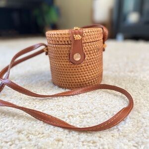 Brown Woven straw Crossbody Bag